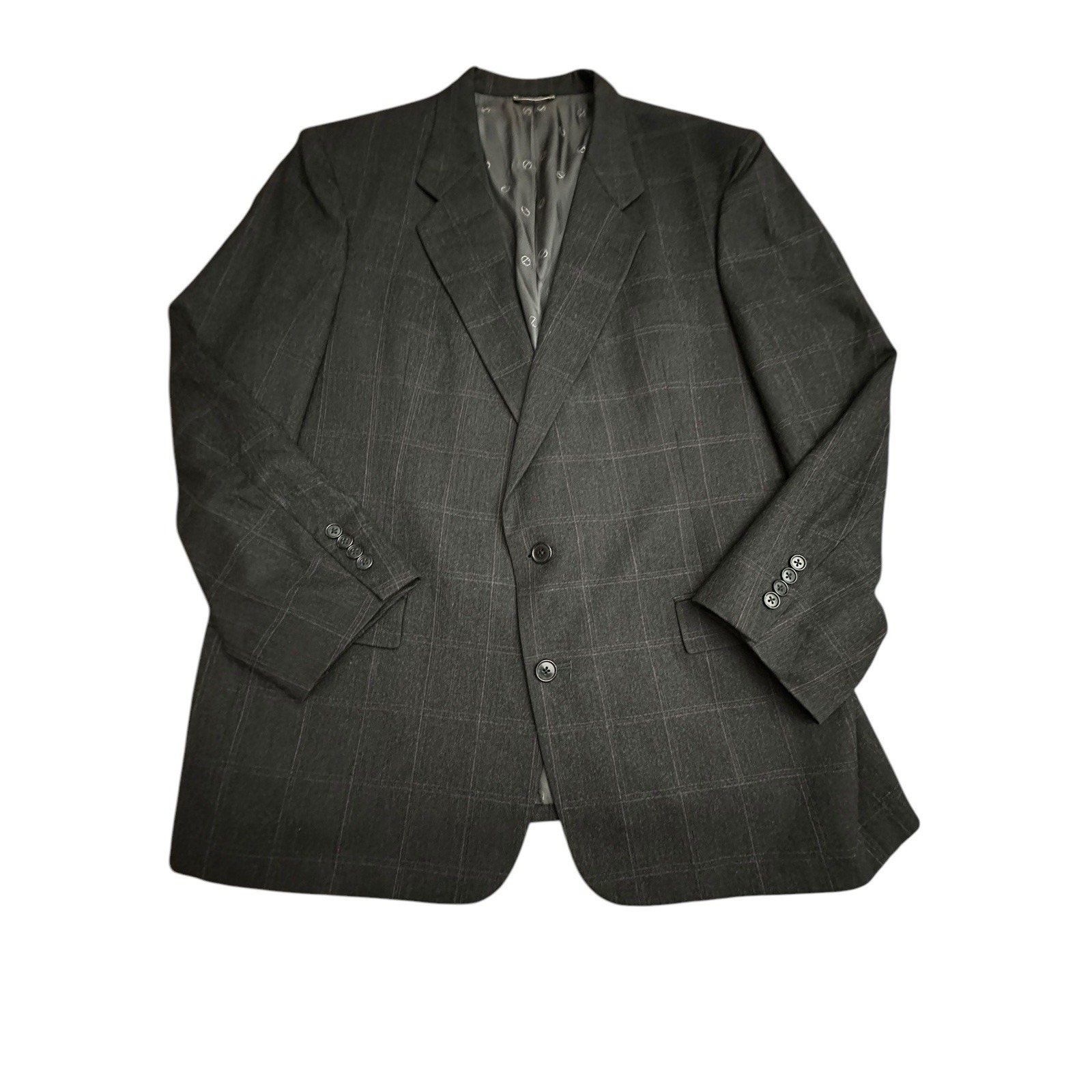 Christian Dior Le Connaisseur 48r Wool Plaid Gray Suit Jacket Blazer Usa #H6-9